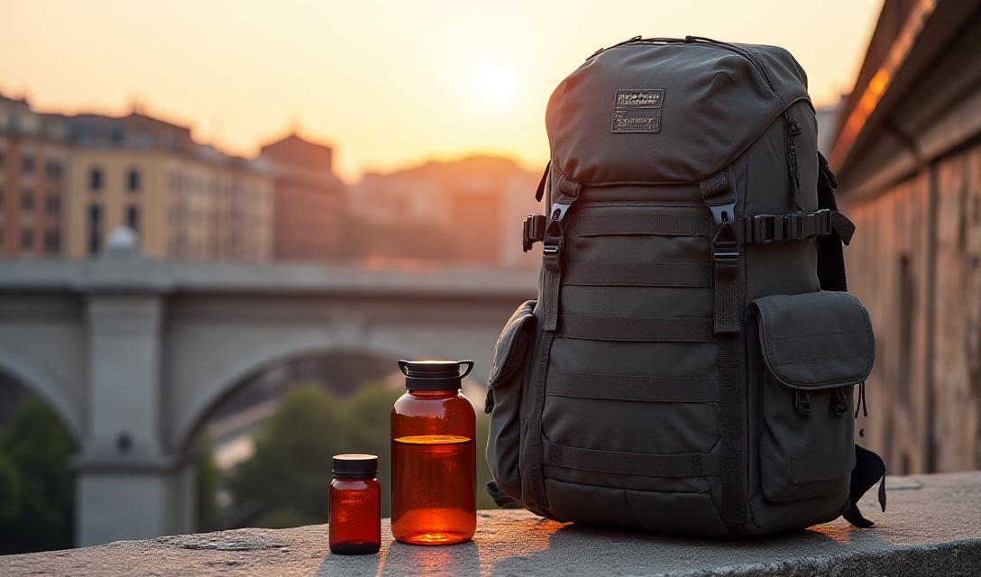 Equipaggiamento tattico su sfondo Lungotevere